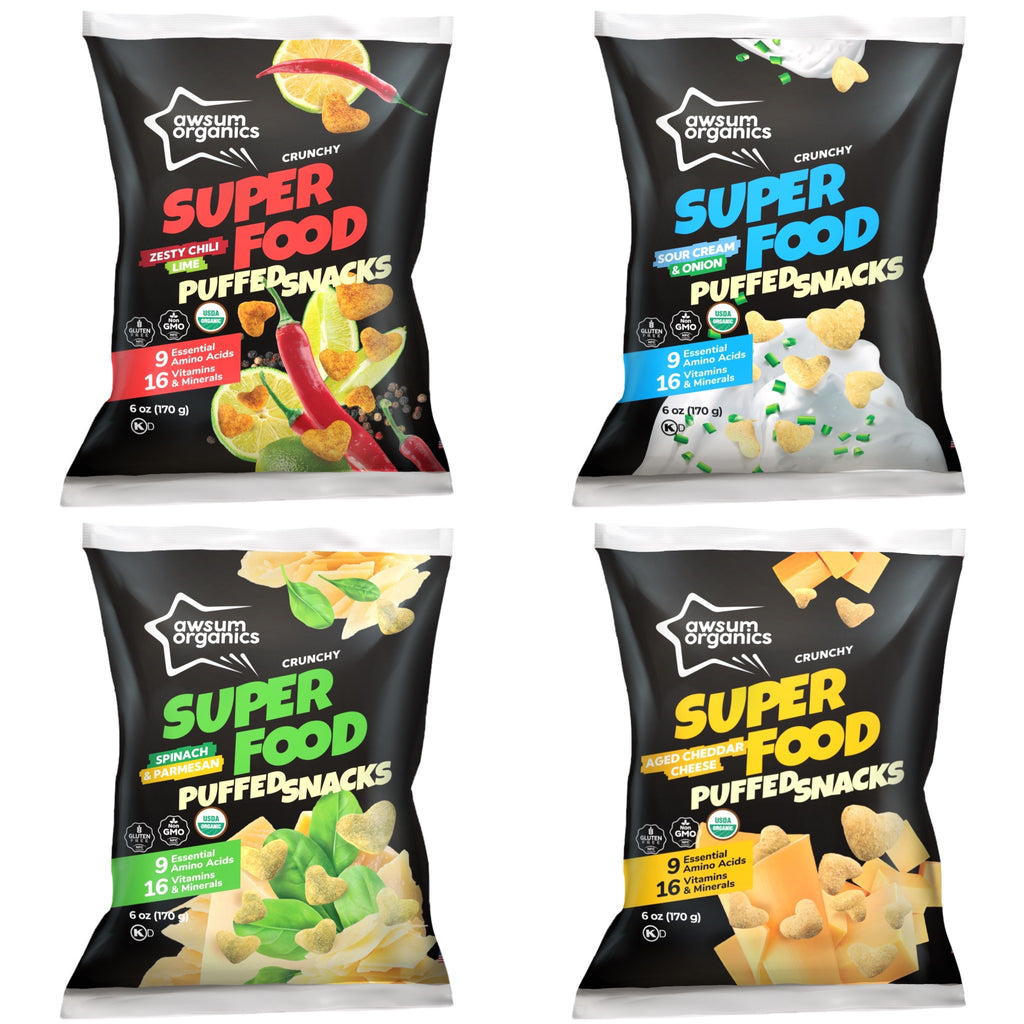 New Snacks. Superfood Puffed Snacks.